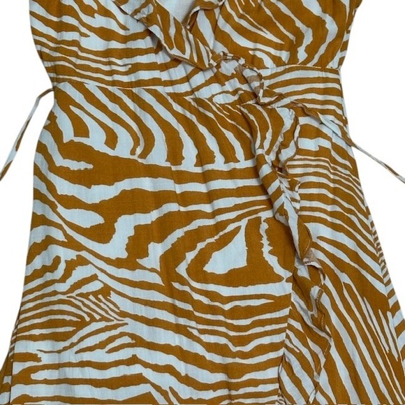 Revolve MINKPINK Zebra Print Wrap Dress Ruffle High Low V Neck Sleeveless Sz‎ Sm - Picture 8 of 16